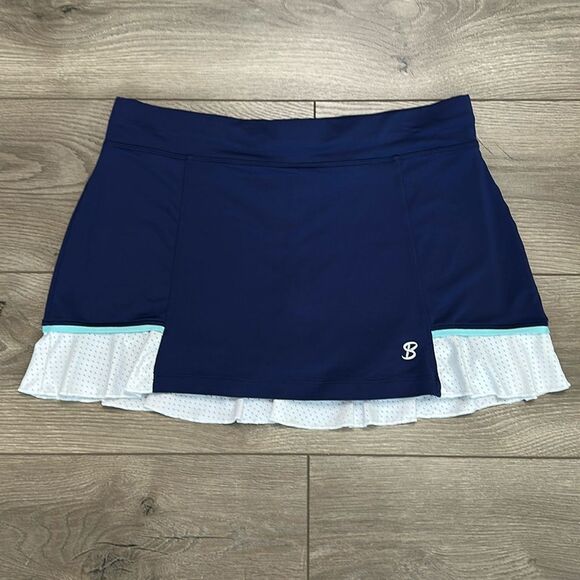 Sofibella 13” Navy‎ Blue And White Ruffle Tennis Skirt Skort Size Large - Picture 1 of 9